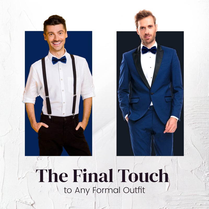 Man of Men Bow Tie for Men Polyester Solid Pretied Bowties Adjustable Tuxedos Bowtie for Weddings & Groomâ€™s Gift â€“ Bow Ties for Women (1, Navy Blue) - Image 3